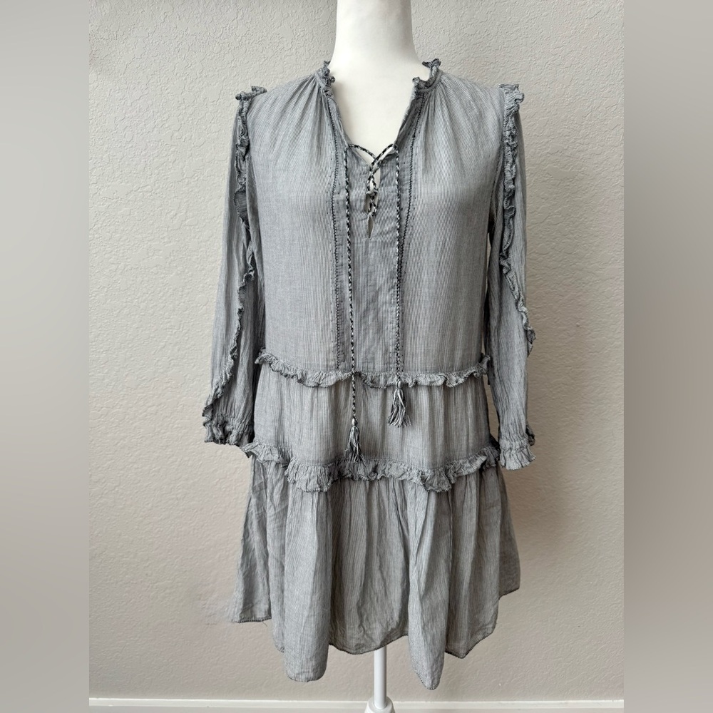 Ulla Johnson Essie Voile Striped Ruffle Mini Dress Women's Size 2 G